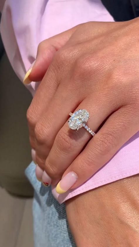 Oval Pave 5 Carat moissanite Ring 925 Sterling Silver